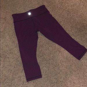 Lululemon crop leggings pink and black size 12